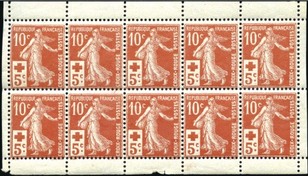 Stamp of France » Carnets Yv. 147 en bloc de 10, feuille de carnet, TB, rare