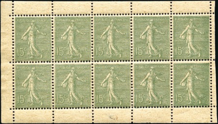 Stamp of France » Carnets Yv. 130 en bloc de 10, feuille de carnet, TB, rare