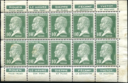Stamp of France » Carnets Yv. 170 10c Pasteur, Villes de Normandie en bloc d