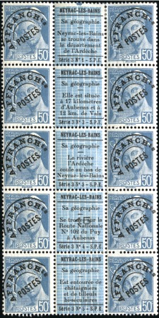 Stamp of France » Préoblitérés Yv. 82 en bloc de 10 avec publicité NEYRAC les Bai