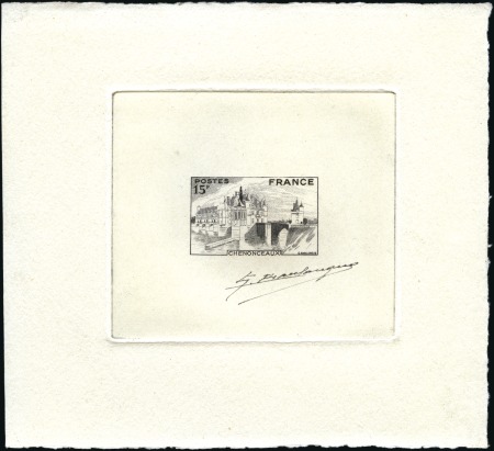 Stamp of France 1944 15F Chenonceaux, projet non adopté, épreuve d