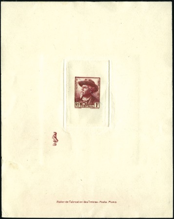 Stamp of France 1941 1F Frédéric Mistral, 4 épreuves d'artiste don
