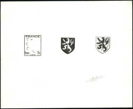 Stamp of France 1944 Blasons, Série des 4 valeurs en 4 épreuves de