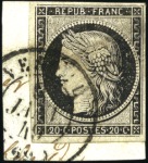 Stamp of France 1849 20c noir, trois timbres obl. T15 : Saulx de V