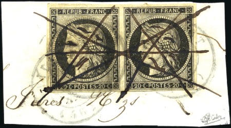 Stamp of France 1849 20c noir, Sélection de 27 timbres avec oblité
