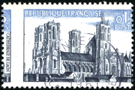 Stamp of France 1960 0.15 Cathédrale de Laon avec spectaculaire pi