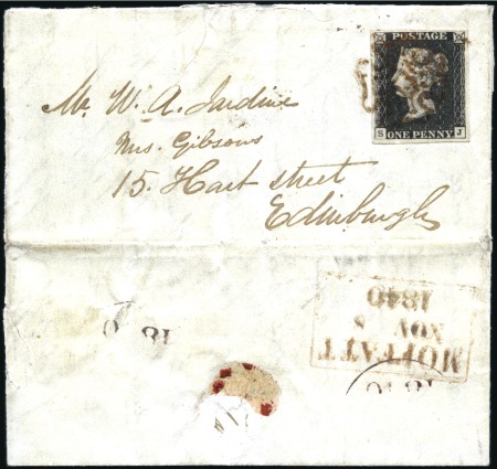 Stamp of Great Britain » 1840 1d Black and 1d Red plates 1a to 11 The Moffat Brown Maltese Cross

1840 (Nov 8) Ent