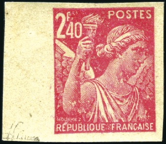 Stamp of France 1944 Iris 2F40 non-dentelé avec impression recto E