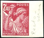 Stamp of France 1944 Iris 2F40 non-dentelé avec impression recto E