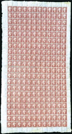 Stamp of Great Britain » 1854-70 Perforated Line Engraved 1858-79 1d Red pl.215 complete sheet of 240 with m