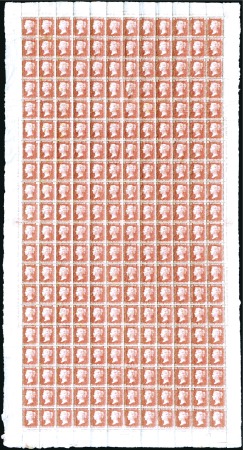 Stamp of Great Britain » 1854-70 Perforated Line Engraved 1858-79 1d Red pl.219 complete sheet of 240 with m