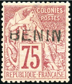 Stamp of Colonies françaises » Bénin 1892 75c rose, léger pleurage, neuf sans gomme, B 