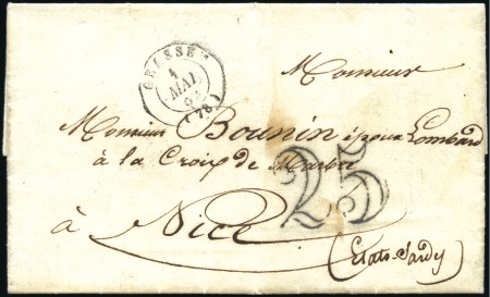 Stamp of Auction catalogues 1852-55, Deux lettres en TARIF FRONTALIER avec le 