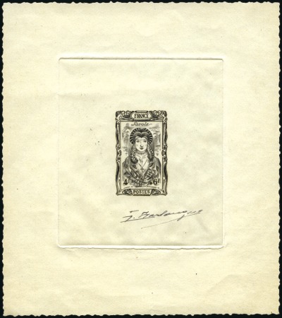 Stamp of France 1943 Coiffe régionale de SAVOIE, épreuve d'artiste