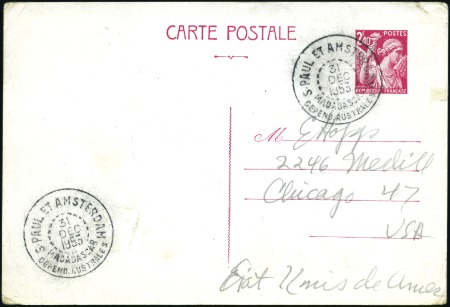 Stamp of Colonies françaises » TAAF 1953 Entier français Iris 2F40 obl. St Paul et Ams