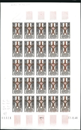 Stamp of Colonies françaises » Ghadames 1949 Poste Aérienne 100F : neuf feuilles de 25 ess