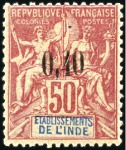 Stamp of Colonies françaises » Inde 1892-1947, Collection d'Inde française sur grandes