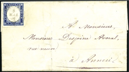 Stamp of Auction catalogues THONES 20c bleu, belles marges, obl. càd Thones 8 