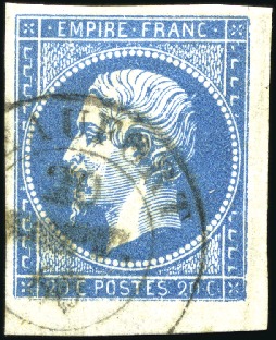Stamp of Auction catalogues BEAUFORT càd sarde 1860 sur 20c Empire coin de feu