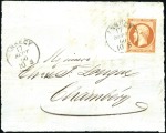 Stamp of Auction catalogues ANNECY càd sarde sur paire de 20c Empire sur lettr
