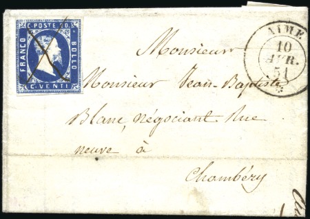 Stamp of Auction catalogues AIME 20c bleu obl. plume sur lettre écrite de La C