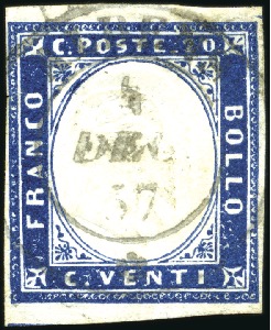 Stamp of Auction catalogues ALBENS Variété DOUBLE EFFIGIE sur 20c bleu obl. cà