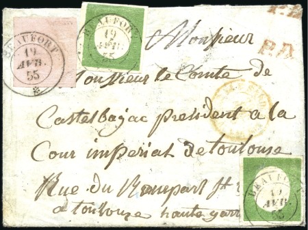 Stamp of Auction catalogues BEAUFORT Rare mixte 40c rose 2è ém. +5c vert 3è ém