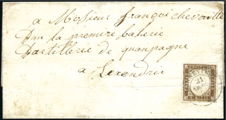 Stamp of Auction catalogues BONNEVILLE 10c brun (pli d'archive) obl. Bonnevill