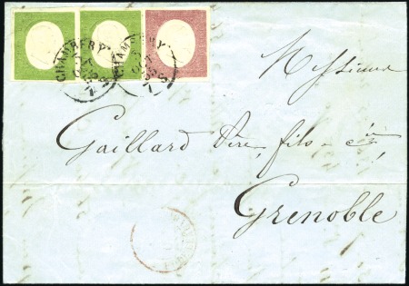Stamp of Auction catalogues CHAMBERY 40c rose +5c vert en paire, 3è ém., tous 