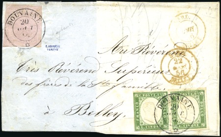 Stamp of Auction catalogues DOUVAINE Rare afft mixte avec 40 rose 2è ém. +5c v