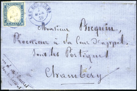 Stamp of Auction catalogues LES ECHELLES Rare càd en bleu Les Echelles 3 mar 5