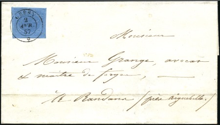 Stamp of Auction catalogues GRESY Càd Grésy 2 avr 57 sur 20c bleu 2è ém., bien