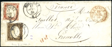 Stamp of Auction catalogues MOUTIERS 10c brun foncé +40c rouge, bien margés, o