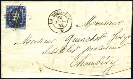 Stamp of Auction catalogues LA ROCHETTE 20c bleu 1ère ém., bien margé, obl. gr