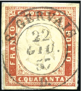 Stamp of Auction catalogues S. GERVAIS 1854-59, Groupe de 5 timbres avec beau 