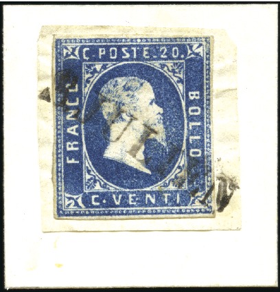 Stamp of Auction catalogues S. JULIEN 20c bleu 1ère ém., bien margé, obl. cach