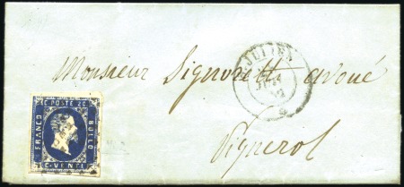 Stamp of Auction catalogues S. JULIEN 20c bleu 1ère ém., bien margé, obl. gril