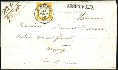 Stamp of Auction catalogues S. MICHEL 80c ocre orange, au filet en haut, obl. 