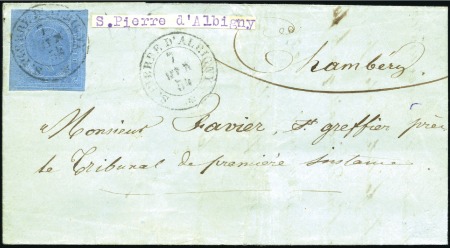 Stamp of Auction catalogues S. PIERRE D'ALBIGNY 20c bleu 2è ém., bien margé, o