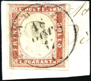 Stamp of Auction catalogues 1851-59, Collection de cachets sardes sur timbres 