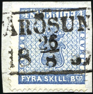 Stamp of Sweden 1855 SKILLING ISSUE:  Attractive selection of shad