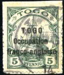 Stamp of Germany » German Colonies » Togo » Togo French Occupation 1914-15 Used selection incl. 05 on 3pf types I, II