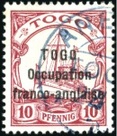 Stamp of Germany » German Colonies » Togo » Togo French Occupation 1914-15 Used selection incl. 05 on 3pf types I, II