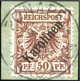 Stamp of Germany » German Colonies » Caroline Islands 1899-1900 50pf red brown, with 48° oveprint, neatl