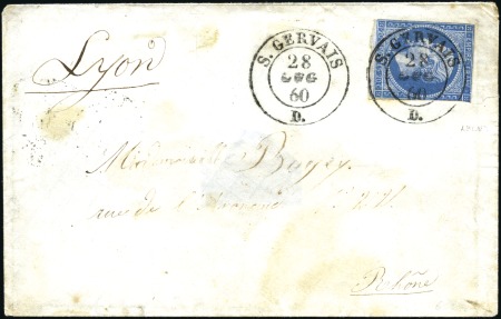 Stamp of Auction catalogues S.GERVAIS: 1860 Lettre pour Lyon avec Empire 20c (