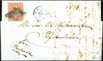 Stamp of Switzerland / Schweiz » Sitzende Helvetia Ungezähnt » Münchner Druck, 1. Auflage 15Rp mattrosa entwertet Raute auf Faltbrief