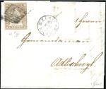 Stamp of Switzerland / Schweiz » Sitzende Helvetia Ungezähnt » III. Periode, dünnes Seidenpapier 5Rp mattgraubraun entwertet Raute auf Faltbrief
