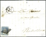 Stamp of Switzerland / Schweiz » Sitzende Helvetia Ungezähnt » III. Periode, dünnes Seidenpapier 10Rp blau entwertet Raute auf Faltbrief