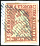 Stamp of Switzerland / Schweiz » Sitzende Helvetia Ungezähnt » Münchner Druck, 2. Auflage Zusammenstellung verschiedener Nuancen