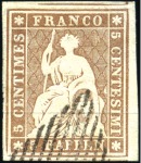 Stamp of Switzerland / Schweiz » Sitzende Helvetia Ungezähnt » Münchner Druck, 2. Auflage Zusammenstellung verschiedener Nuancen